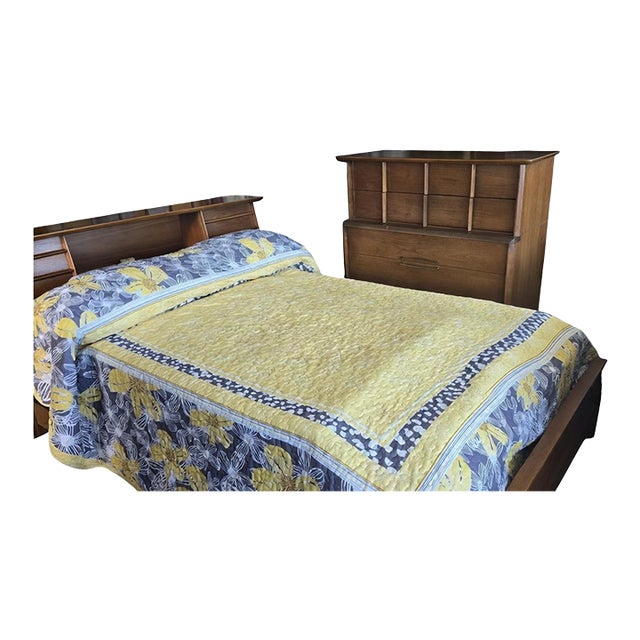 Kent Coffey “Eloquence” 1960s Walnut Bedroom Suite — Queen Bed, Highboy, Dresser + Mirror For Sale