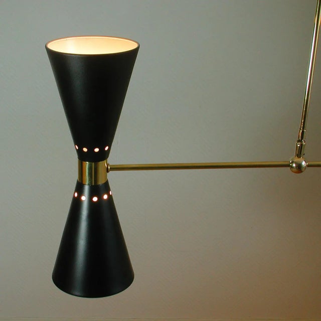 Mid-Century French Black Double Cone Diabolo Pendant Chandelier, 1950s For Sale - Image 14 of 15