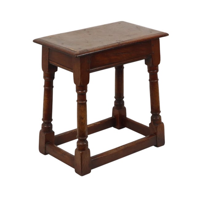 Antique Oak English Joint Stool For Sale - Image 4 of 18