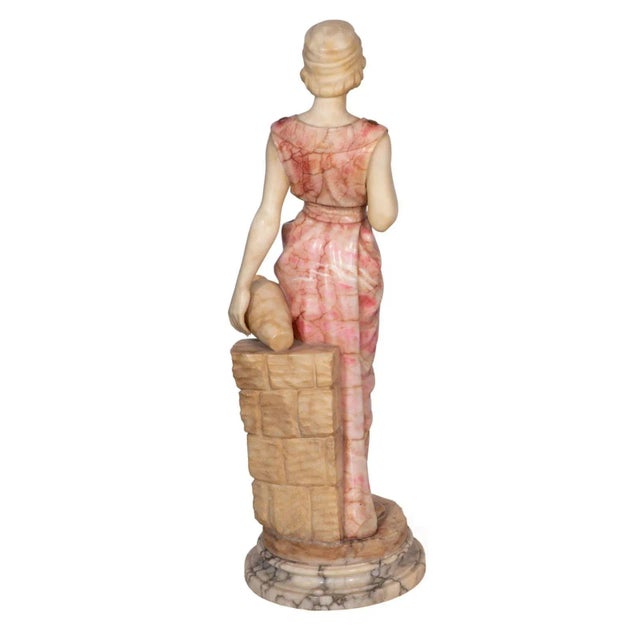 Traditional Late 19th Century Italian Marble & Alabaster Sculpture With Pedestal For Sale - Image 3 of 8