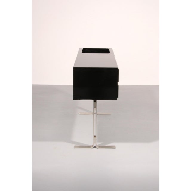 Mid-Century Modern Black and Stainless Steel Bar Sideboard, Italy, 1969 For Sale - Image 3 of 12