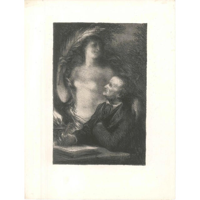 The muse is a beautiful black and white lithograph, realized in 1886 by the French artist, Henri Theodore Fantin-Latour...