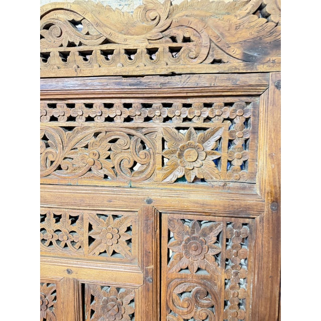Wood Late 19th Century Handcarved Architectural Panel W. Mirror, Large For Sale - Image 7 of 11