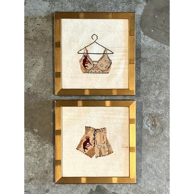 Vintage Original Needlepoint Swimsuit - Set of 2 For Sale - Image 9 of 12