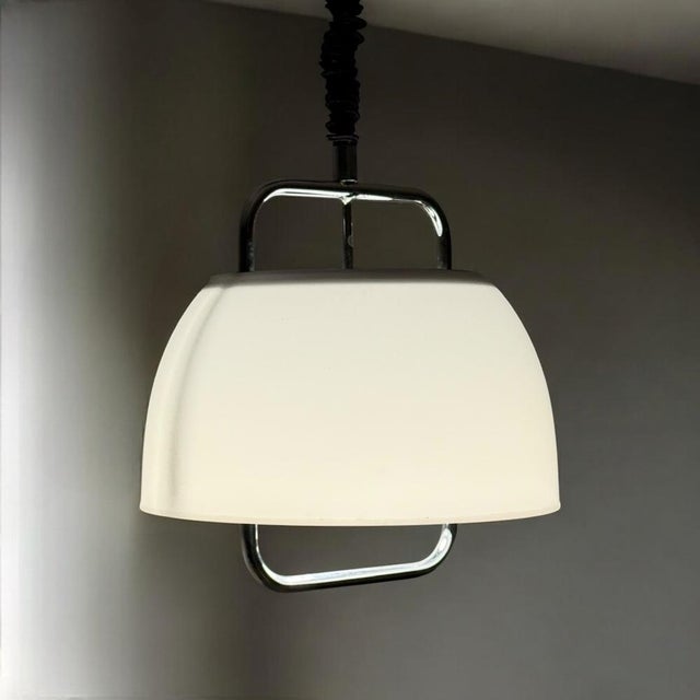 1970s Large Hanging Lamp in Chrome Metal and Methacrylate from Guzzini, 1970s For Sale - Image 5 of 11