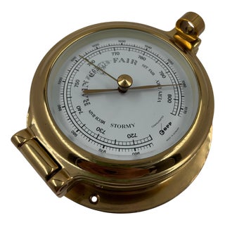 Vintage Brass Ship Barometer, 1950s For Sale