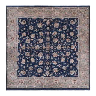 Vintage Blue Square Chinese Art Deco Rug 8' X 8' For Sale