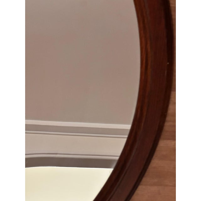 Wood Vintage Oval Mirror in Stained Wood, 1970s For Sale - Image 7 of 17