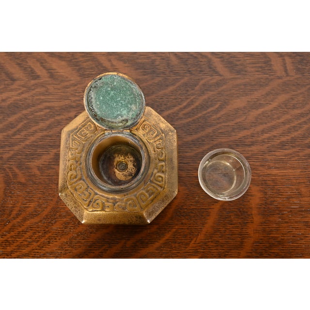Tiffany Studios New York Zodiac Bronze Doré Inkwell For Sale In South Bend - Image 6 of 12