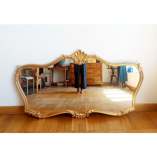 Large Louis XV Style Giltwood Mirror, 1970s For Sale - Image 3 of 15