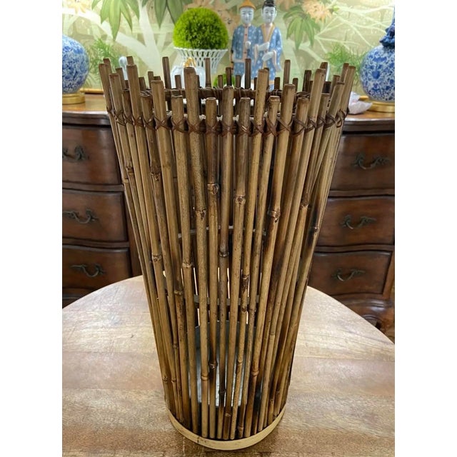 Mid 20th Century Natural Rattan Bamboo Umbrella Stand or Cane Holder For Sale - Image 6 of 8