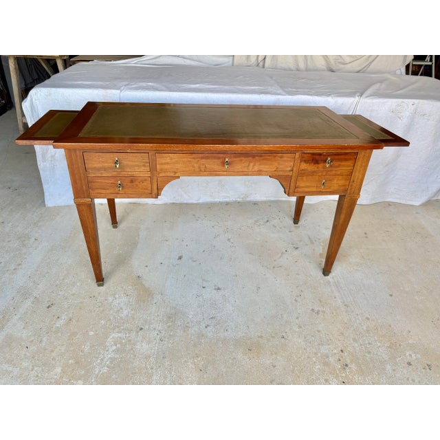 Early 20th Century French Louis XVI Walnut Leather Top Desk For Sale - Image 4 of 12