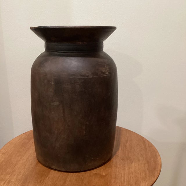 Vintage Early 20th Century Village Brown Wood Table Vase For Sale - Image 13 of 13