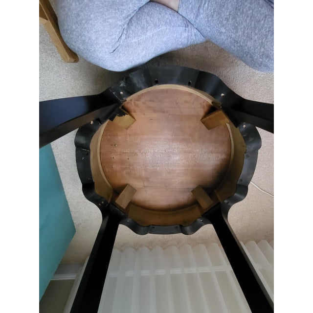 Mid-Century Modern Mid 20th Century Century Ebonized Pagoda End Table With Chinese Horse Leg & Burl Inlay Chin-Hua Collection For Sale - Image 3 of 4