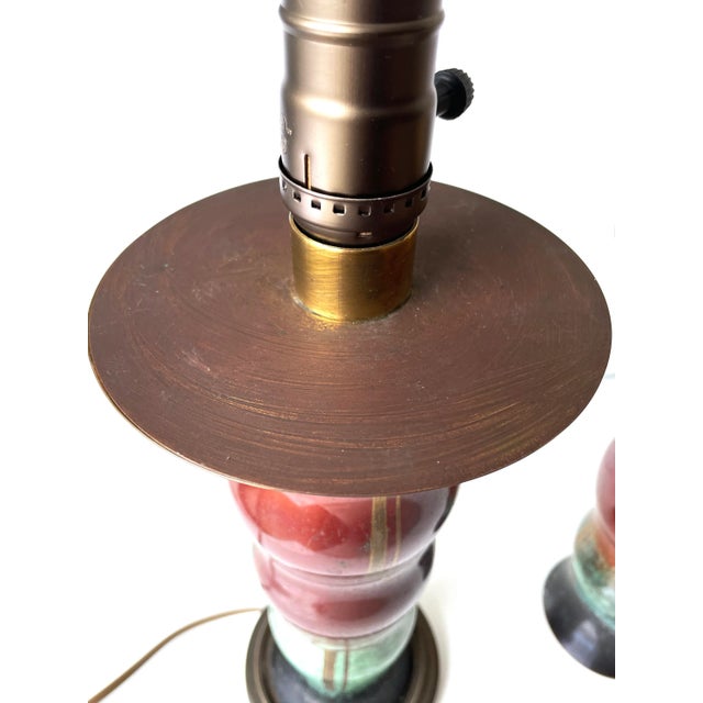 Pair of Art Deco Wmf Ikora Vases, 1920s. Attr Paul Haustein. One Modified as a Lamp For Sale In Buffalo - Image 6 of 13