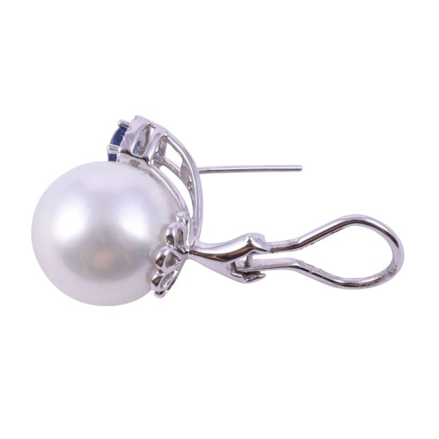 Early 21st Century South Seas Pearl & Sapphire Earrings - 2 Pieces For Sale - Image 4 of 6