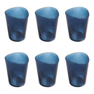 Summer Kampari 6-Piece Set Glass Tumblers, Indigo Blue For Sale