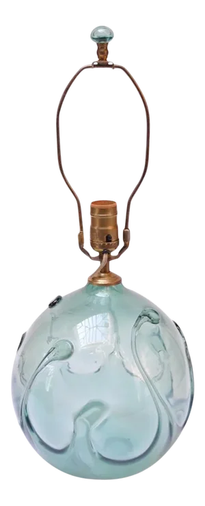 1970s Aqua Tone 'Lily Pad' Art Glass Lamp by Richard Harkness