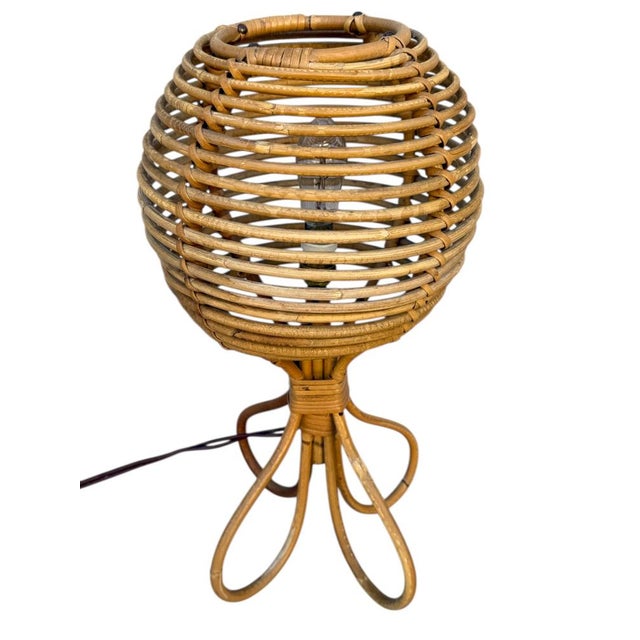 Mid-Century French Rattan and Wicker Table Lamps by Louis Sognot, 1960s, Set of 2 For Sale - Image 9 of 18