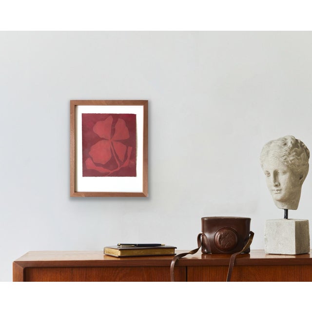 Abstract minimalist acrylic painting on French hand crafted cotton paper. Framed in a solid mahogany wood frame. All works...