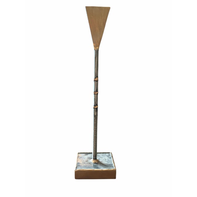 Copper and Brass Postmodern Candlesticks For Sale - Image 4 of 4