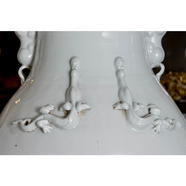 Ceramic Pair of Chinese Celadon Palace Floor Vases, Late Qing Period, 37"h For Sale - Image 7 of 11
