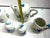 Sky Blue Vintage Enesco "Bluebird" Ceramic Tea Set Featuring a "Home Sweet Home" For Sale - Image 8 of 10
