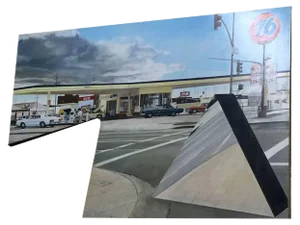 Araun Gordijn, Avis Station L.A., 20th Century, Oil on Board