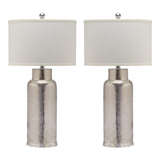 29 Inch H Sleek Glass Table Lamp in Ivory & Silver - a Pair For Sale