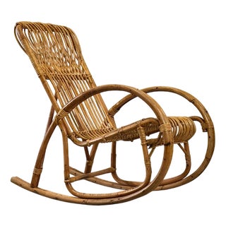 Vintage Bamboo Rocking Chair, 1970s For Sale