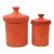 Mid-Century Orange Ceramic Kitchen Canisters- Set of 2 For Sale