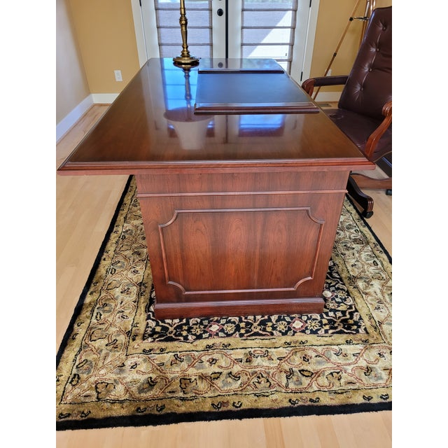 Traditional 1990s Kimball Presidential Walnut Double Pedestal Desk For Sale - Image 3 of 9