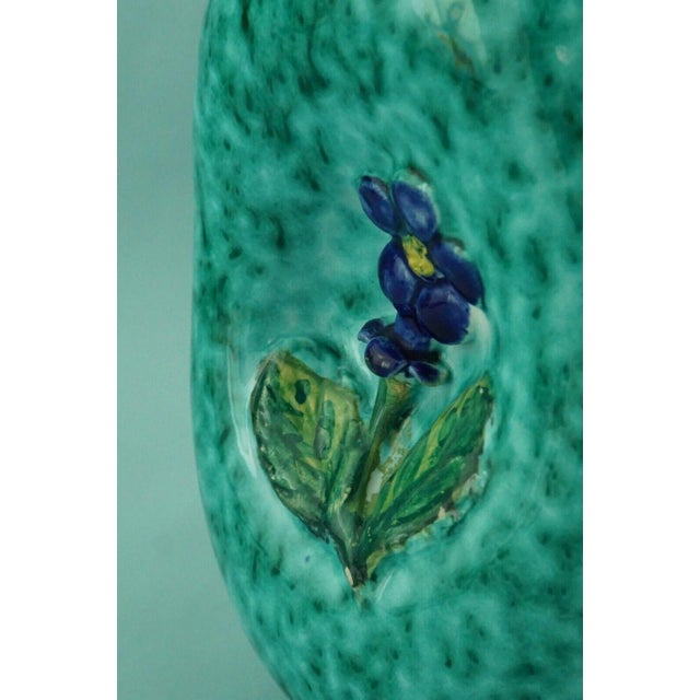Art Deco Majolica Vase with Bas-Relief Flowers by Ugo Zaccagnini, Italy, 1930s For Sale - Image 12 of 18