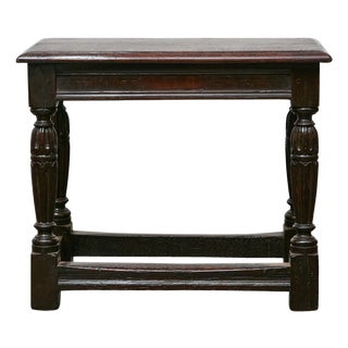 19th Century English Oak Joint Stool with Turned Legs For Sale