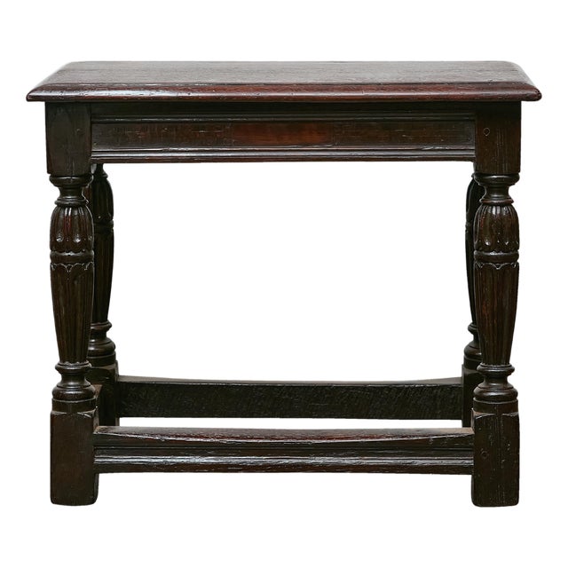 19th Century English Oak Joint Stool with Turned Legs For Sale
