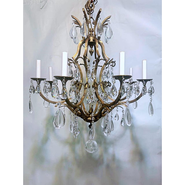 Brass 1910s French Style Brass Chandelier For Sale - Image 8 of 17