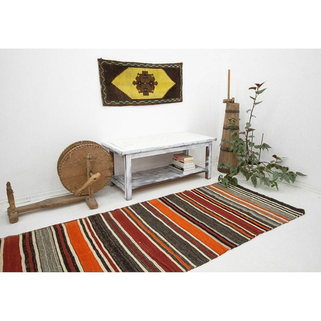 Striped Vintage Turkish Kilim Runner For Sale In Los Angeles - Image 6 of 7