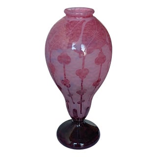 Garances Baluster Vase from Le Verre Français, 1920s For Sale