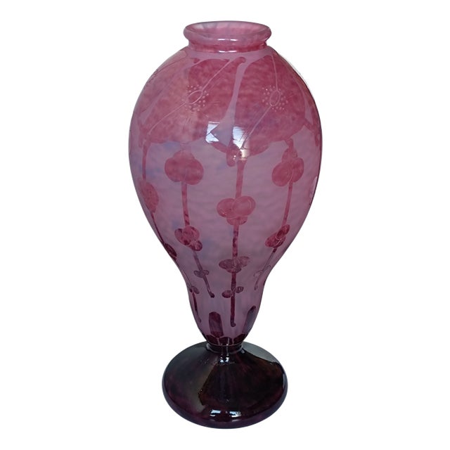 Garances Baluster Vase from Le Verre Français, 1920s For Sale