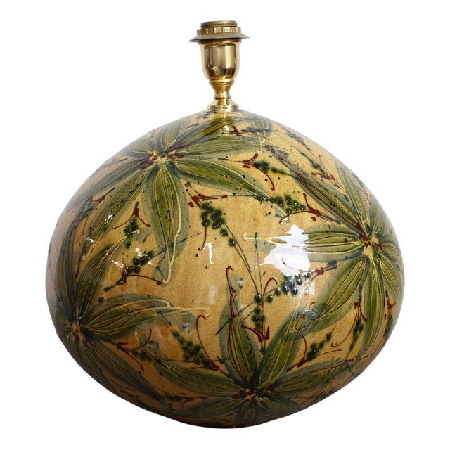 Large Hand-Glazed Ceramic Table Lamp, 1980s For Sale