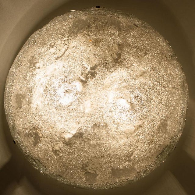 Round Structured Glass Flush Mount from Hillebrand, 1970 For Sale - Image 12 of 17