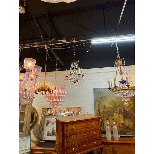 Traditional Antique Petite Bronze and Crystal Chandelier For Sale - Image 3 of 6