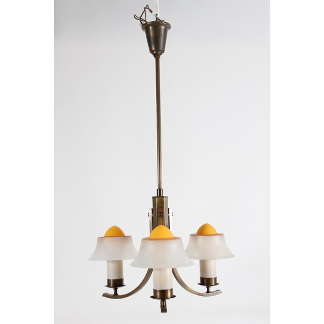 Art Deco Chandelier with Orange Glass Shades from Fog & Mørup, Denmark, 1930s For Sale - Image 17 of 17