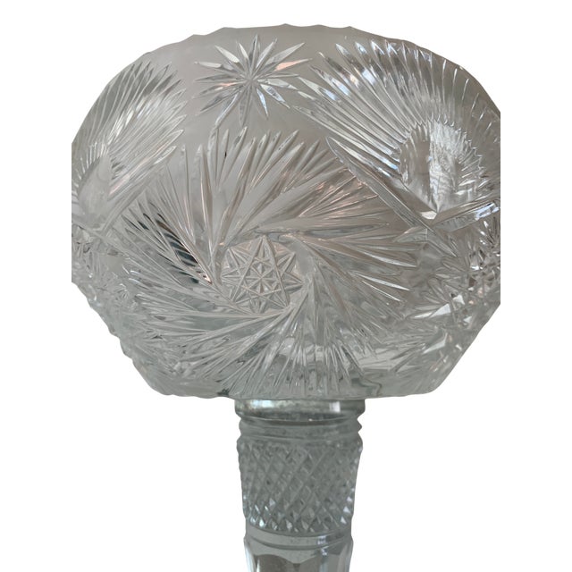An elegant early 20th-century Russian-Eastern European hand-cut crystal pedestal compote, dating to the early 1900s. This...