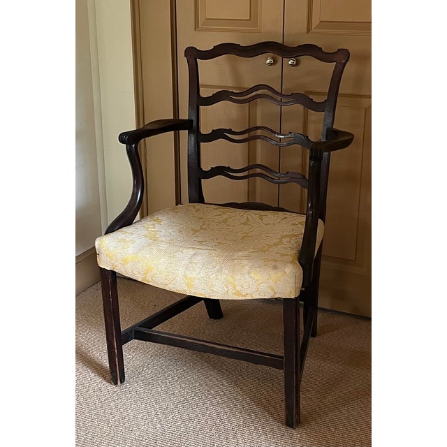 Brown Antique Early 19th Century English George III Carved Mahogany Ribbon Back Arm Chair, Circa 1800 For Sale - Image 8 of 15