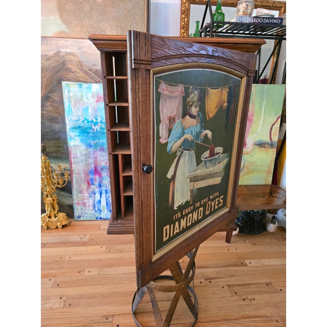 Wood Antique American Advertising Cabinet Diamond Dyes For Sale - Image 7 of 17