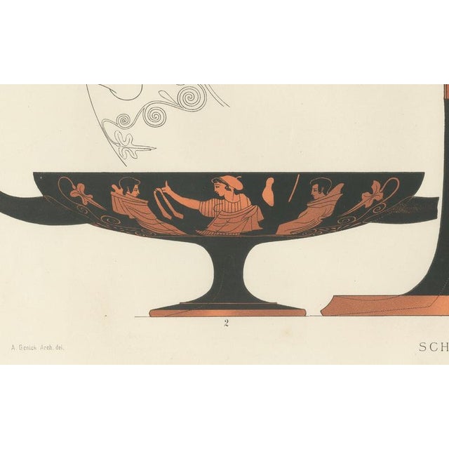 Black Albert Genick, Greek Kylix with Chariot & Warrior Procession, 1883, Lithograph For Sale - Image 8 of 10