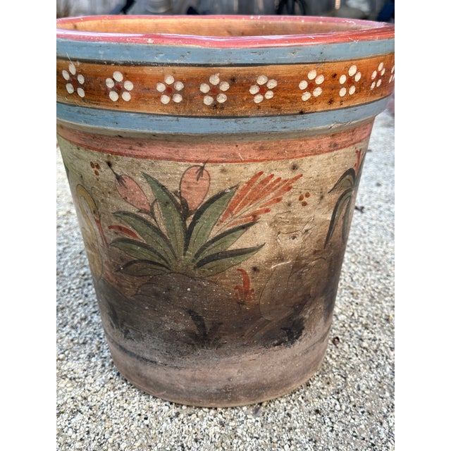 Ceramic Vintage Tonala Mexico Ceramic Large Planter Pot For Sale - Image 7 of 12