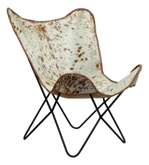 Matthew Izzo Home Hide Butterfly Chair on Black Metal Frame