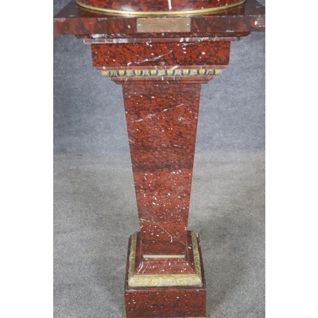 Metal Rouge Marble Pedestal With Bronze E. Piccault Statue For Sale - Image 7 of 18